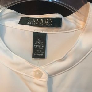 Ralph Lauren pearl white button down long sleeve blouse. NWT Size XL